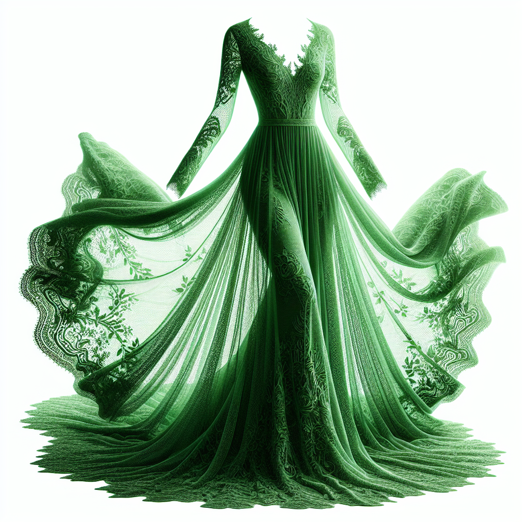  Recreate this as green lace maxi on white background