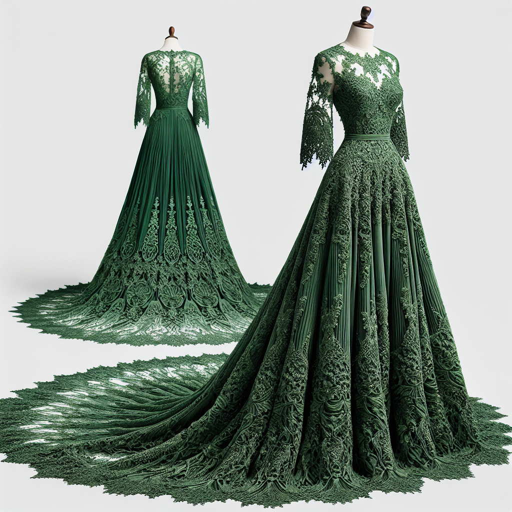  Recreate this as green lace maxi on white background