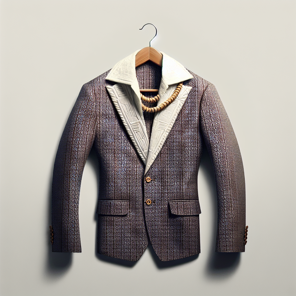 Create Isi-agu clothes like mafia suit with a white woolen collar in a hanger on a white background