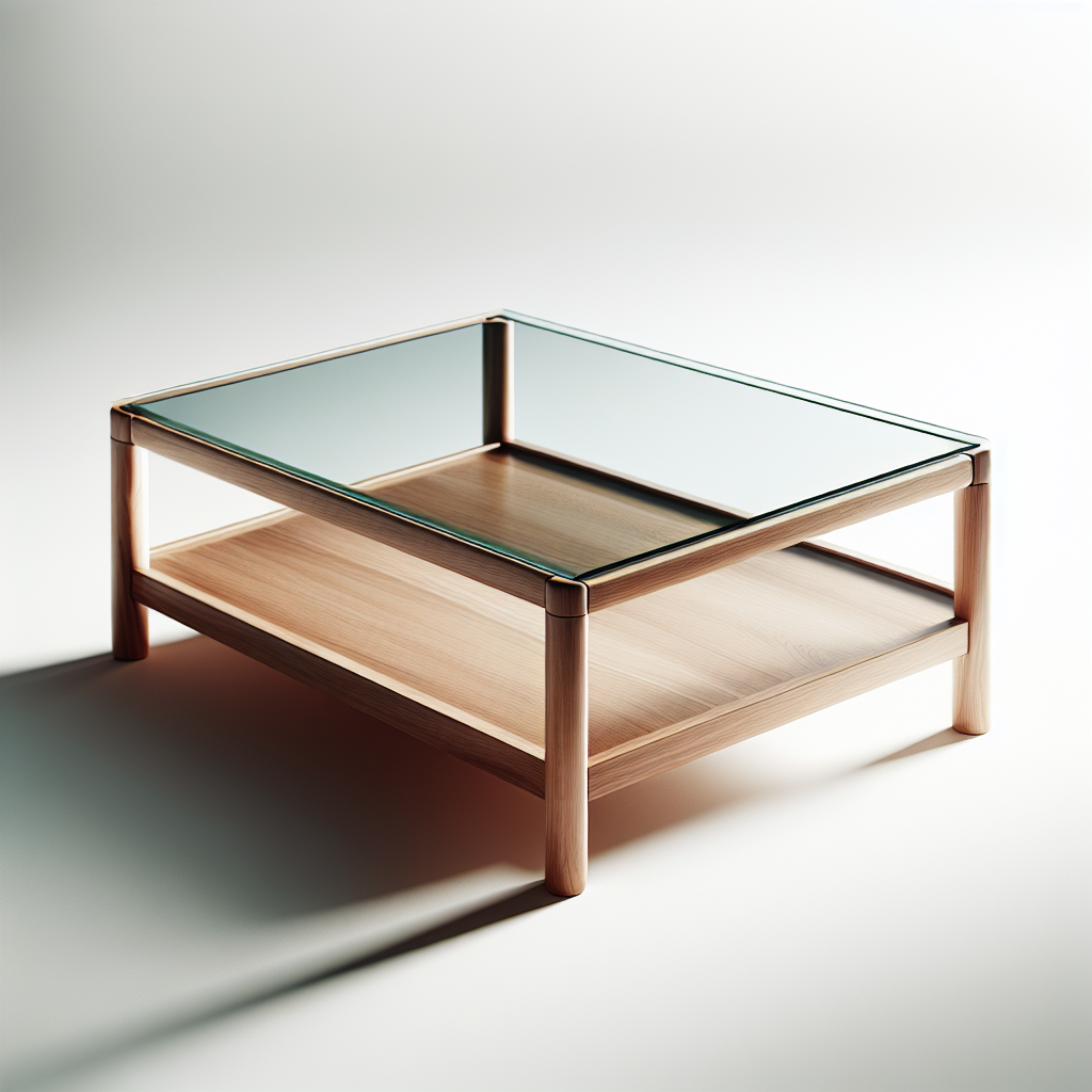 minimalist wooden coffee with a thick gl...